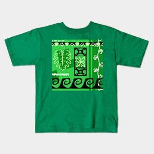 Green Hawaiian Patterns Kids T-Shirt